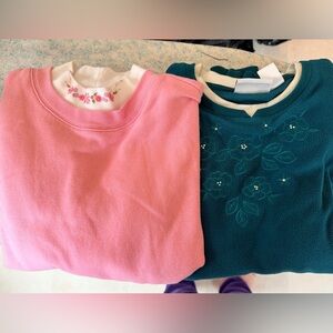 Two vintage Grandmacore women’s Large sweatshirts with built in collars